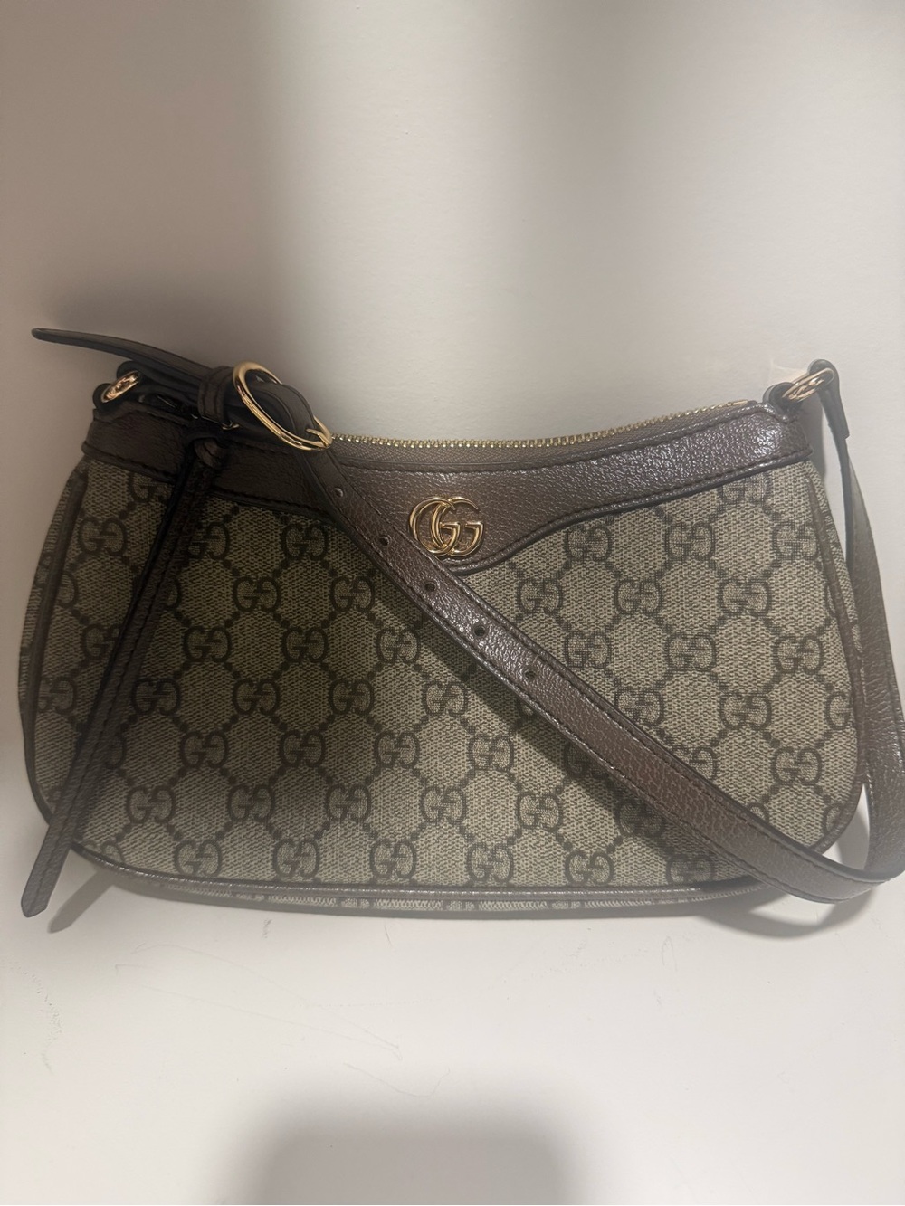 canvas shoulder bag with brown leather strap